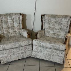 Vintage Upholstered Rocking Chairs (Set of 2) – Solid Wood – $225 OBO
