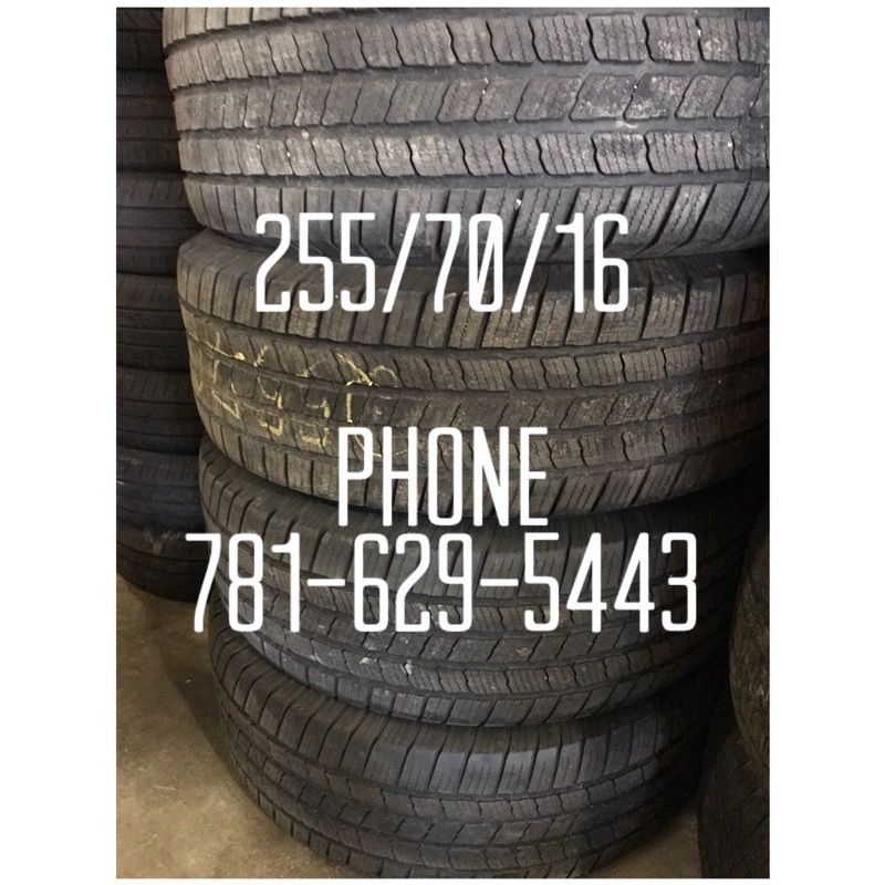 Used Tire For Sale 255/70/16 $200 All Four free mounting and Balancing