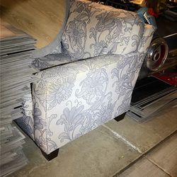 Custom Navy And Cream Arm Chair