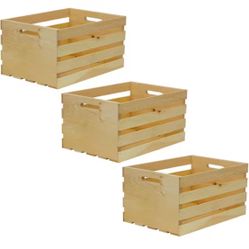Crates & Pallet 18 in. x 12.5 in. x 9.5 in. Large Wood Crate (3-Pack)=B12-937