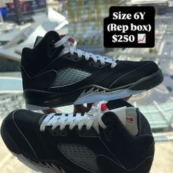 Air Jordan 5 “Black Metallic” Sz 6Y