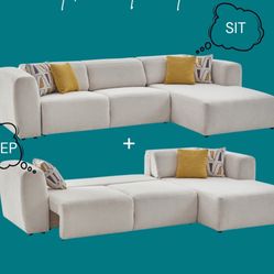 SLEEPER SECTIONAL (SANTA GLORY CREAM) 5 PIECES	119W x 41D x 28H (95W x 55D Sleeper
