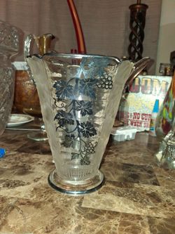 Antique 1920 Lambert vase with silver