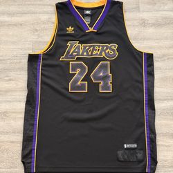 RARE Kobe Bryant Lakers #24 Black LIMITED Edition Adidas Jersey Size L