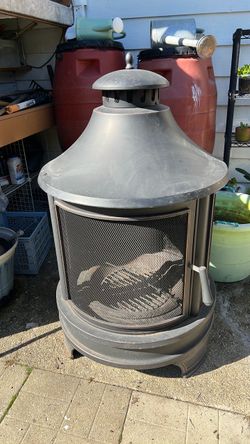 Outdoor 2 in 1 Fire Pit with Grill Metal Chiminea Fire Pit