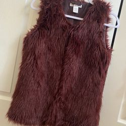 Burgundy Faux Fur Vest
