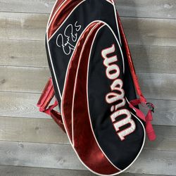 Wilson Roger Federer Signature 12-Racquet Tennis Bag (Red/Black/White)