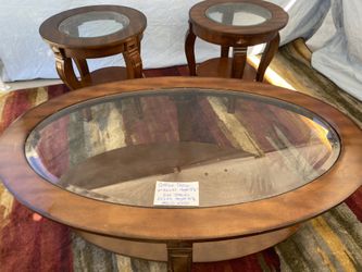 Real Wood Vintage Coffee Table And 2 End Tables