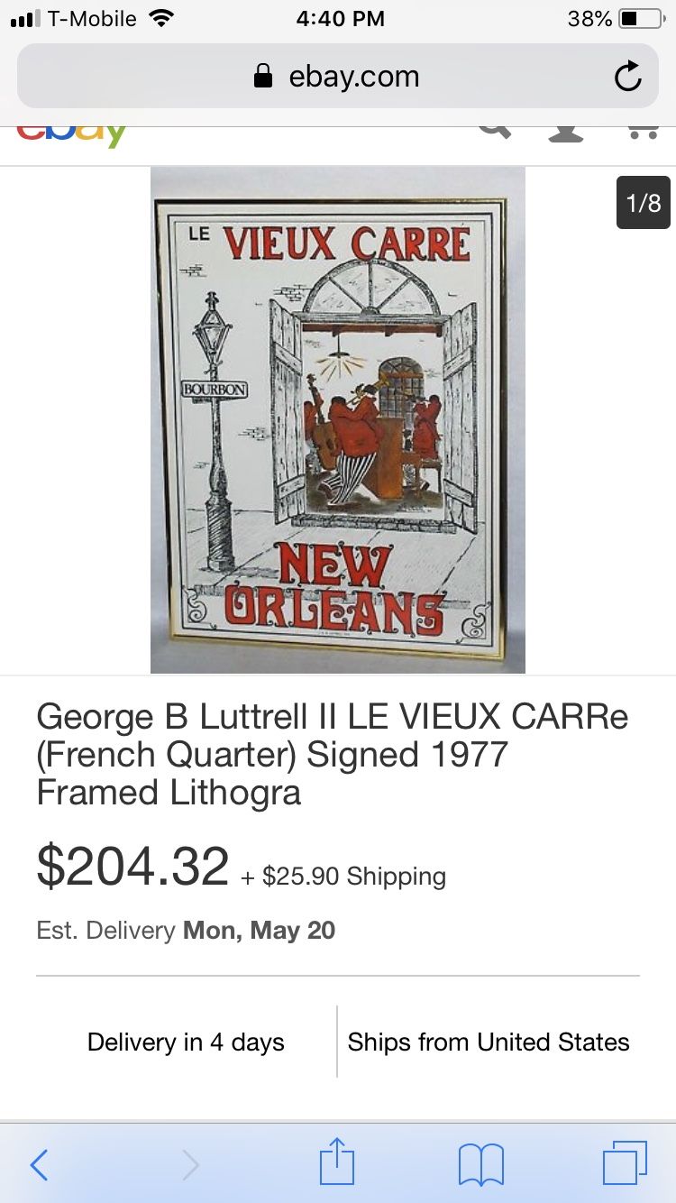 G.B. Luttrell “Le Vieux Carre New Orleans” framed art for Sale in