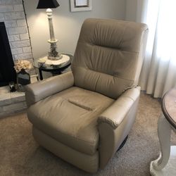 Tan Leather Swivel Recliner