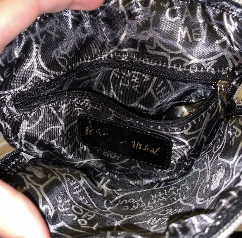 betsey johnson silver leopard print purse