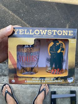 Yellowstone Glassware Set of 2 by Zak Each 16 Oz Rip & Beth Clear Pint Glasses