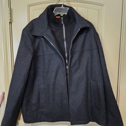 Dockers Men's Wool Blend Zip Up Jacket With Quilted Bib