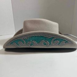 Bullhide Natural Beauty Turquoise Faux Snakeskin Leather Wool Felt Cowgirl