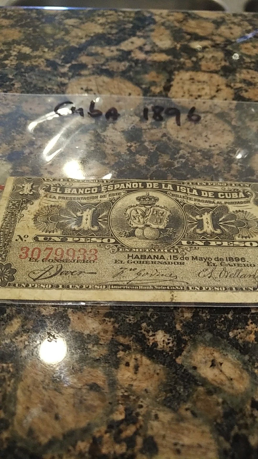 Habana vintage 1896 antique banknote
