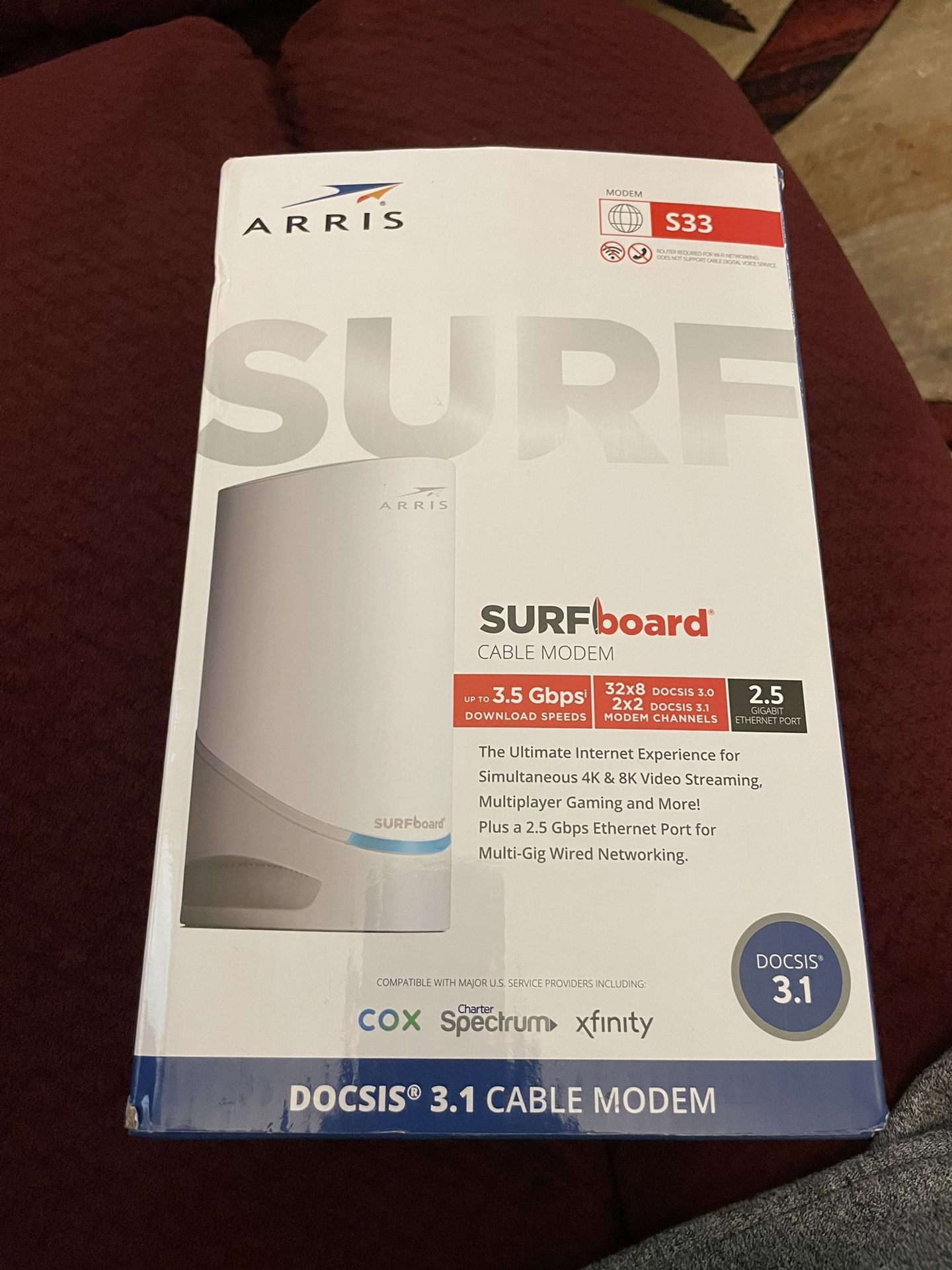 ARRIS (S33) - Cable Modem - Fast DOCSIS 3.1 Multi-Gigabit WiFi For Comcast Xfinity, Cox, Spectrum & More