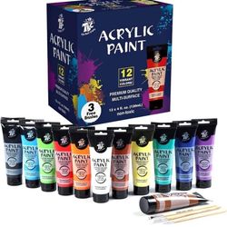 TBC The Best Crafts Premium Acrylic Paint,12 Colors/Big Tubes（120ml / 4 fl.oz,Rich Pigments,Ideal Ar