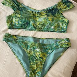 Coral Tropics by Apollo Swimwear Green Fern print Bikini