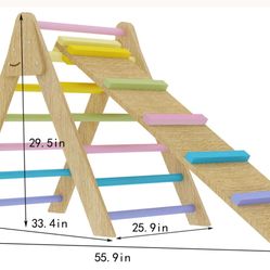 Avenlur Large Pikler Triangle Ladder Climber Slide Set. Rainbow Color. 