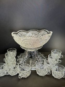 Beautiful American Brilliant Punch Bowl Set