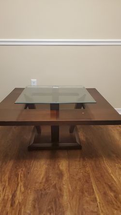 Unique, beautiful Glass and Wood coffee table