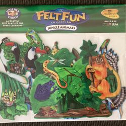 Brand New Felt Fun Jungle Animals 21 Colorful Pieces 