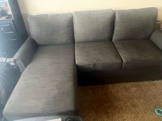 L-Shaped Sleeper Sofa Bed, Modern Sectional Couch Sofa Bed with Storage, Pull-Out Couch Sofa for Living Room, Bedroom and Office, Dark Grey