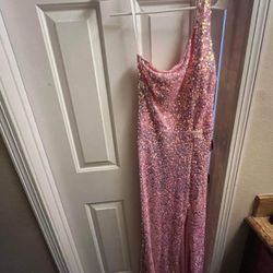 Windsor prom formal dress pink sequin oke shoulder NWT size Small