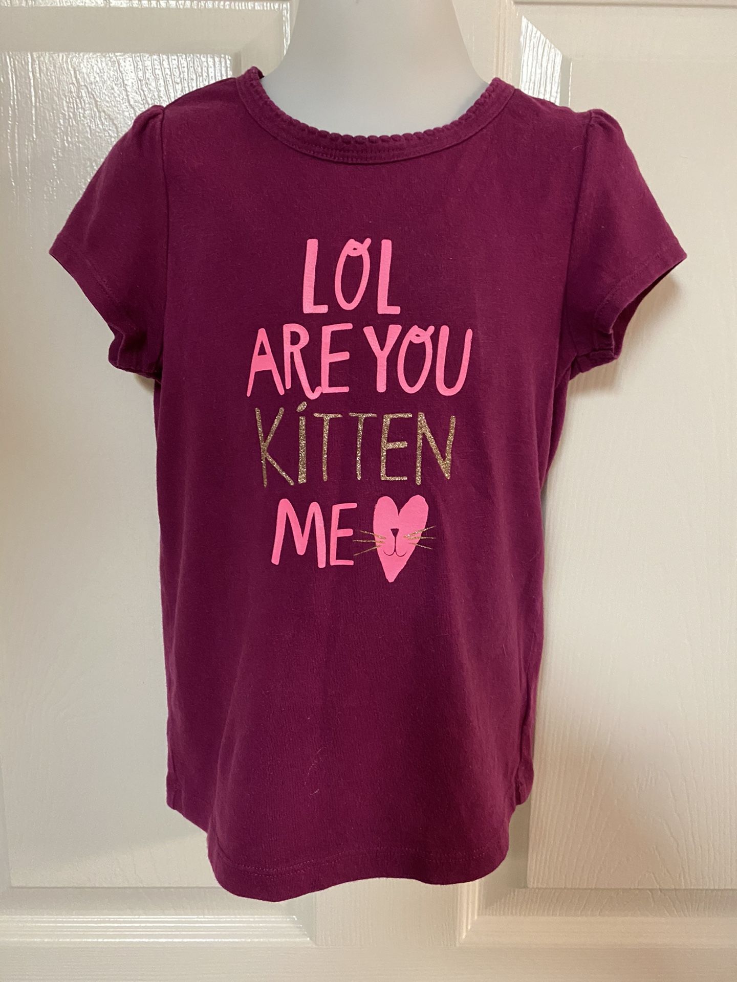 Circo LOL Are You Kitten Me girl’s 5T shirt burgundy