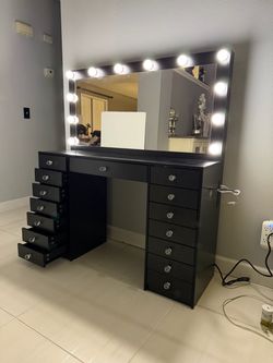 Black  Vanity Dresser with led Lighted Mirror new