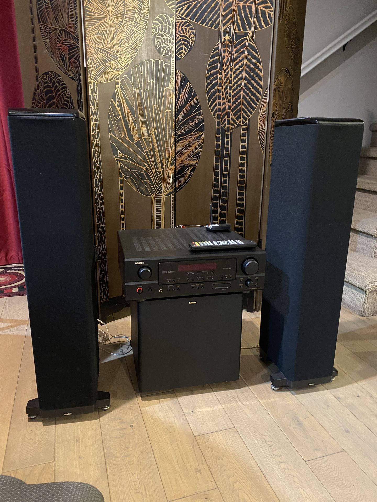 Denon AVR-1705 450W 6.1ch Bluetooth 5.3 Receiver two tower speakers boston + subwoofer klipsch