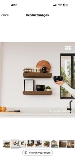 Floating Shelves for Wall 16 Inch Walnut, Wooden Bathroom Shelf