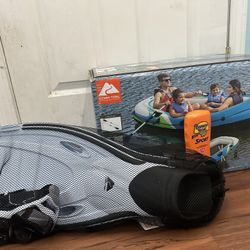 Inflatable Raft + Sunscreen + Scuba Gear