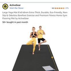 Large Yoga Mat 8'x6'x8mm Extra Thick and Durable
