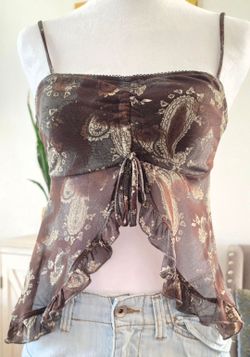 Paisley Print Ruched Cami Top