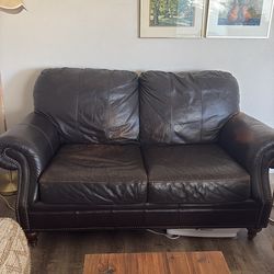 Pottery Barn Brown Leather Loveseat