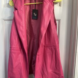 NEW! Hot Pink Leather Vest Women’s XL