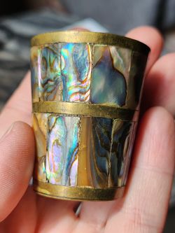 Brass And Mother Of Pearl Shot Glass