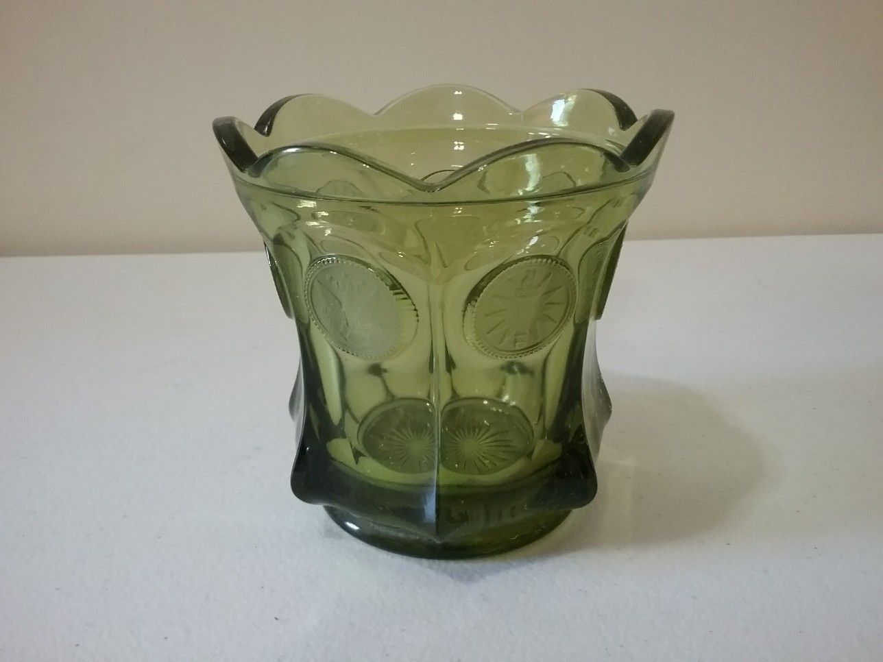 Fostoria green sugar type dish