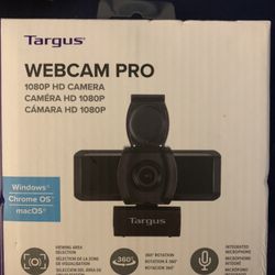 Targus Webcam Pro  HD 1080p Camera With Lense Protector/Blocker And Mic Mute, Specs 30fps  1920x1080p 