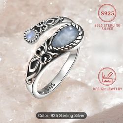 S925 Sterling Silver Moonstone Ring～brand new