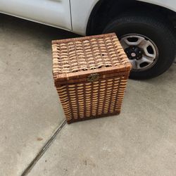 19 x 15 x 23" tall, decent wicker laundry basket