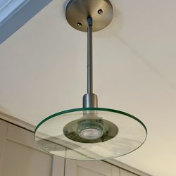 2 Light Brushed Steel Hanging Pendant
