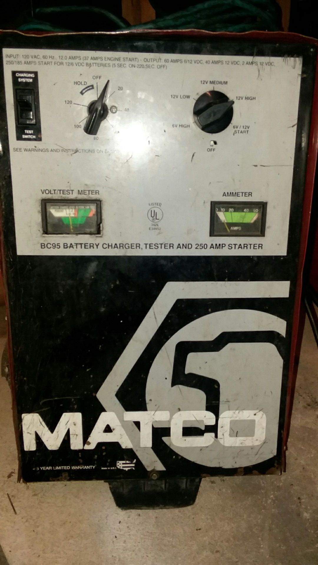 matco bc95 battery charger, tester, and 250amp starter for Sale in