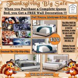 🦃 Thanksgiving Big SALE 🦃 QUEEN BED, MATTRESS AND BOX SPRING, READY FOR DELIVERY 🚛