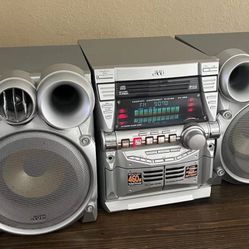 JVC MX-GB5 460W Mini System Bi-Amp CD Dual Cassette Subwoofer Speakers Radio