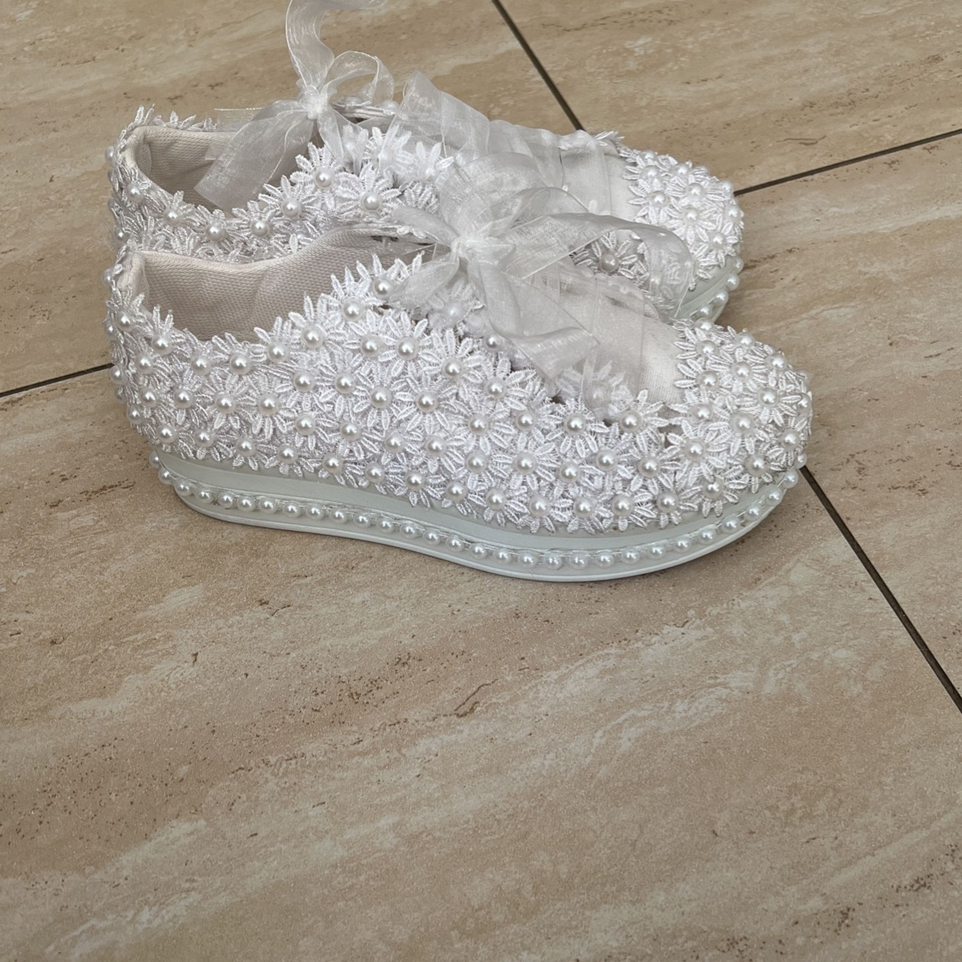 White Wedding Shoes-Size 7.5