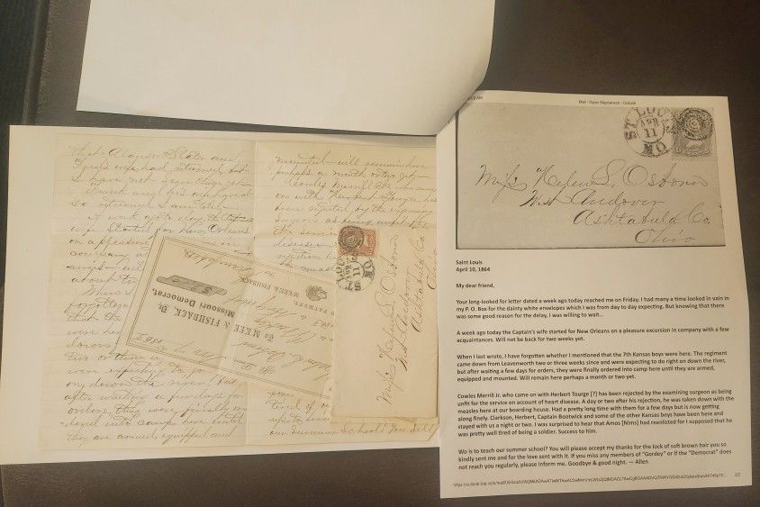 1864 Saint Louis MO to Ohio Letter Re:7th Kansas & Subscription to Newspaper (Transcribed)