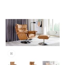 Leather Reclining Desk Accent Chair & Ottoman