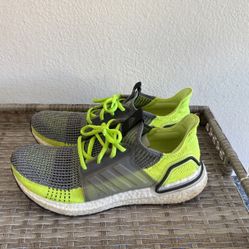 Adidas Ultraboost Neon Green + custom Laces Primeknit Size 9 Used But Great Condition